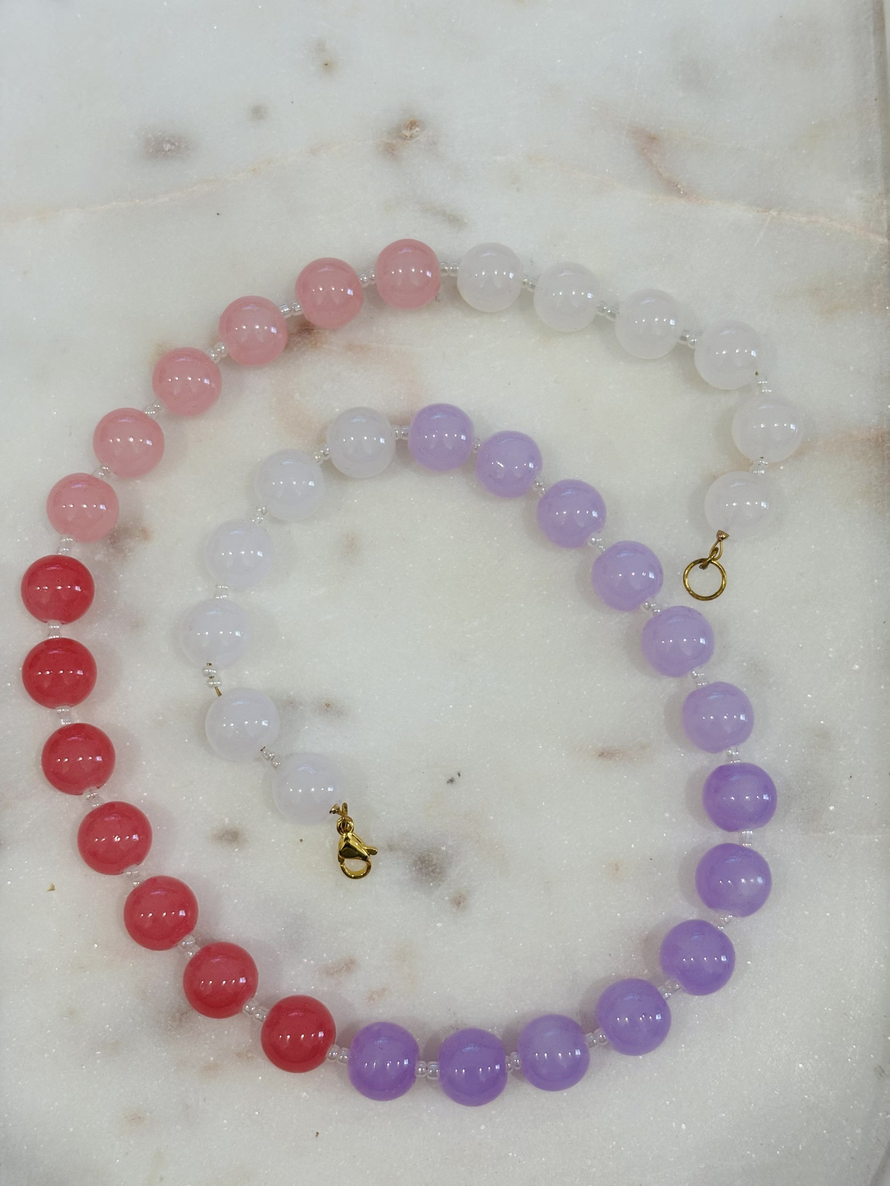 chunky ombre pink and purple necklace