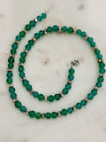 vintage green crystal and silver necklace